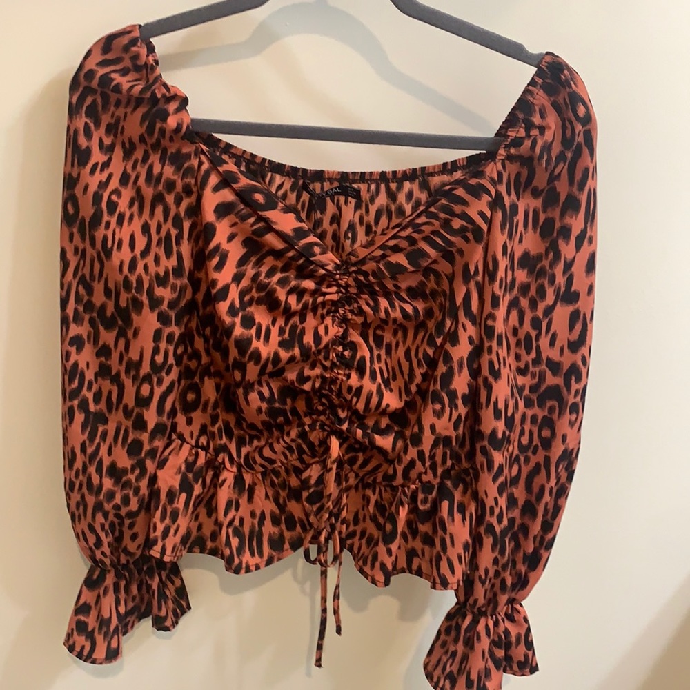 Ruched Leopard Blouse